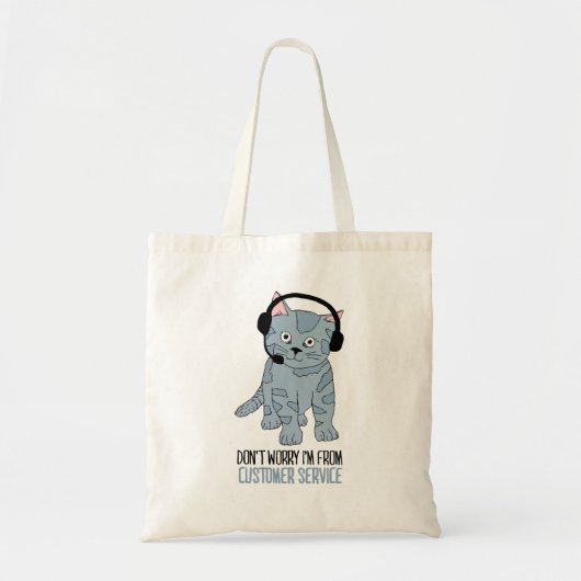 Funny Smiling Cat Customer Support EPIC Sarcastic Tote Bag (Voorkant)
