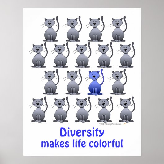 Funny Smiling Cat Diversity School Motivatie Poster (Voorkant)