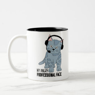 Funny Smiling Cat Professional Epic Sarcastic Tweekleurige Koffiemok