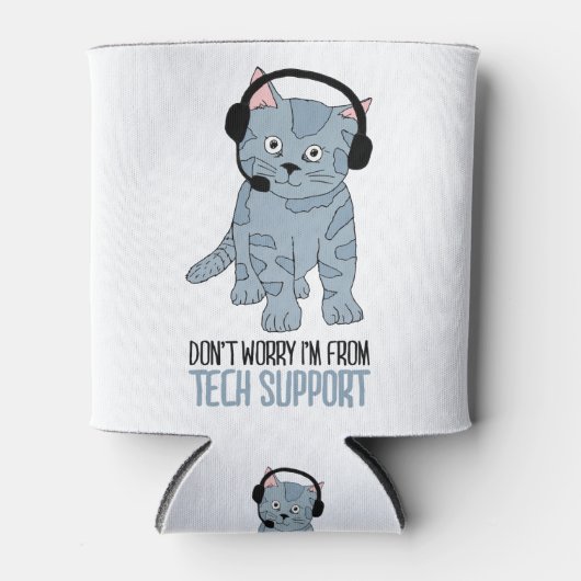 Funny Smiling Cat Tech Support Epic SarcasticQuote Blikjeskoeler (Voorkant)