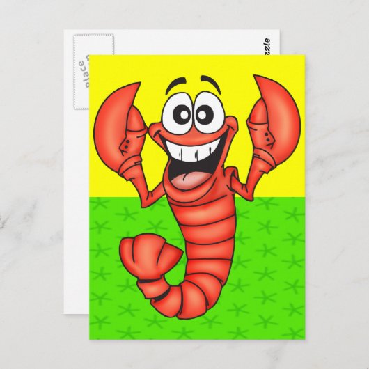 Funny Smiling Lobster Briefkaart (Voorkant / Achterkant)