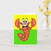 Funny Smiling Lobster Kaart (Gele Bloem)