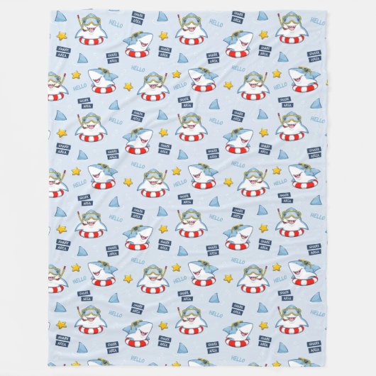 Funny Smiling Shark Life Preserver Snorkel Goggles Fleece Deken (Voorkant)