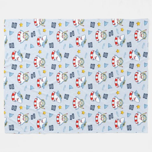 Funny Smiling Shark Life Preserver Snorkel Goggles Fleece Deken (Voorkant (Horizontaal))