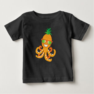 FUNNY SMILLE EXOTIC TROPICAL PINEAPPLE OCTOPUS T-