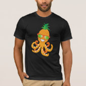 FUNNY SMILLE EXOTIC TROPICAL PINEAPPLE OCTOPUS T-SHIRT (Voorkant)