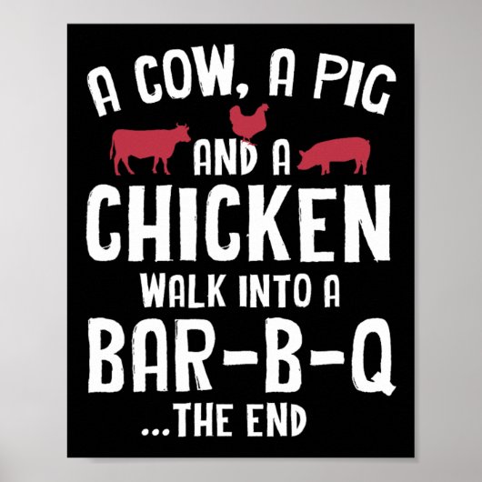 Funny Smoked Meat Steak Grilling Bar Barbecue Poster (Voorkant)