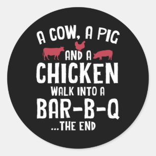 Funny Smoked Meat Steak Grilling Bar Barbecue Ronde Sticker