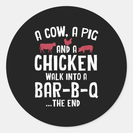 Funny Smoked Meat Steak Grilling Bar Barbecue Ronde Sticker (Voorkant)