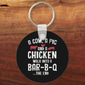 Funny Smoked Meat Steak Grilling Bar Barbecue Sleutelhanger (Voorkant)