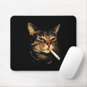Funny Smoking Cat Cigarette Kitten Meme Stupid Bra Muismat (Met muis)