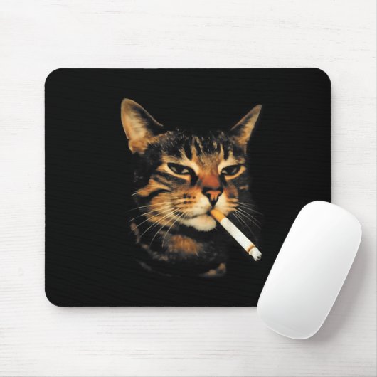 Funny Smoking Cat Cigarette Kitten Meme Stupid Bra Muismat (Met muis)
