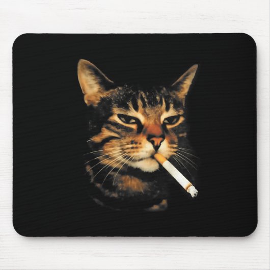 Funny Smoking Cat Cigarette Kitten Meme Stupid Bra Muismat (Voorkant)