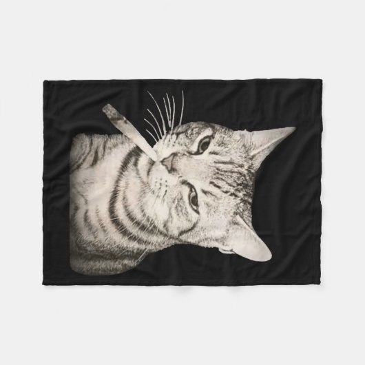 Funny Smoking Cat Cigarette Kitty Gen Z Meme  Fleece Deken (Voorkant (Horizontaal))