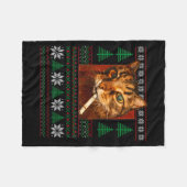 Funny Smoking Cat Meme Christmas Ugly  Fleece Deken (Voorkant (Horizontaal))