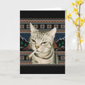 Funny Smoking Cat Meme Christmas Ugly Sweater Cat  Kaart (Gele Bloem)
