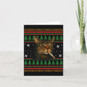 Funny Smoking Cat Meme Christmas Ugly Sweater Cat  Kaart (Voorkant)