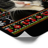 Funny Smoking Cat Meme Christmas Ugly Sweater Cat Poster (Hoek)