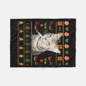 Funny Smoking Cat Meme Christmas Ugly Sweaters For Fleece Deken (Voorkant (Horizontaal))