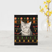 Funny Smoking Cat Meme Christmas Ugly Sweaters For Kaart (Gele Bloem)