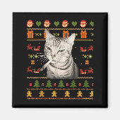 Funny Smoking Cat Meme Christmas Ugly Sweaters For Magneet (Voorkant)