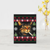 Funny Smoking Cat Meme Ugly Christmas Sweater For Kaart (Gele Bloem)