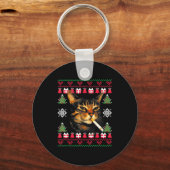 Funny Smoking Cat Meme Ugly Christmas Sweater For Sleutelhanger (Voorkant)