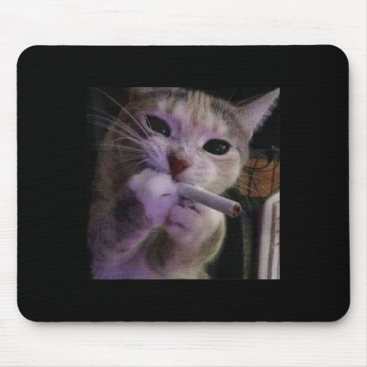 Funny Smoking Cat, Sigaret Kat Gen Z Meme, Cat Muismat (Voorkant)