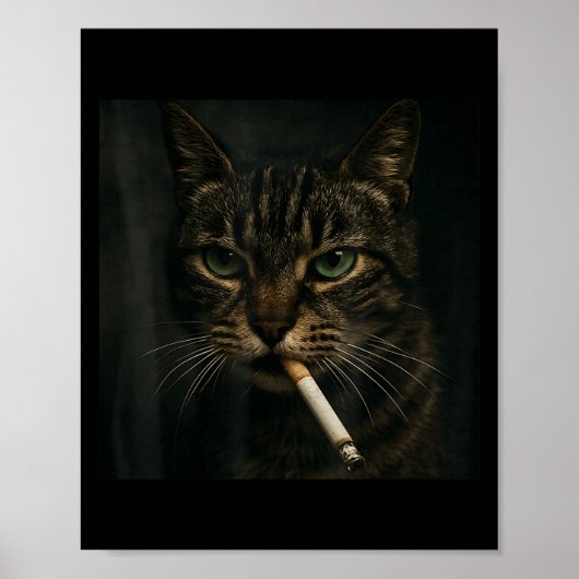 Funny Smoking Cat, Sigaret Kat Gen Z Meme, Cat Poster (Voorkant)
