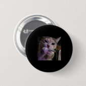 Funny Smoking Cat, Sigaret Kat Gen Z Meme, Cat Ronde Button 5,7 Cm (Voorkant /achterkant)