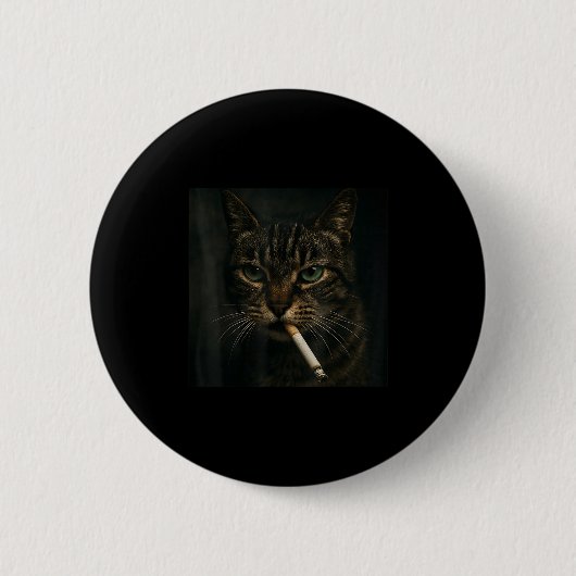 Funny Smoking Cat, Sigaret Kat Gen Z Meme, Cat Ronde Button 5,7 Cm (Voorkant)
