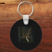 Funny Smoking Cat, Sigaret Kat Gen Z Meme, Cat Sleutelhanger (Voorkant)