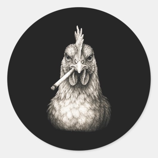 Funny Smoking Chicken Cigarette Gen Z Meme Farm An Ronde Sticker (Voorkant)