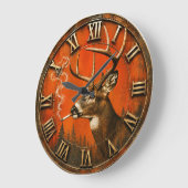 Funny Smoking Deer Rustic Hunting Cabin Grote Klok (Hoek)