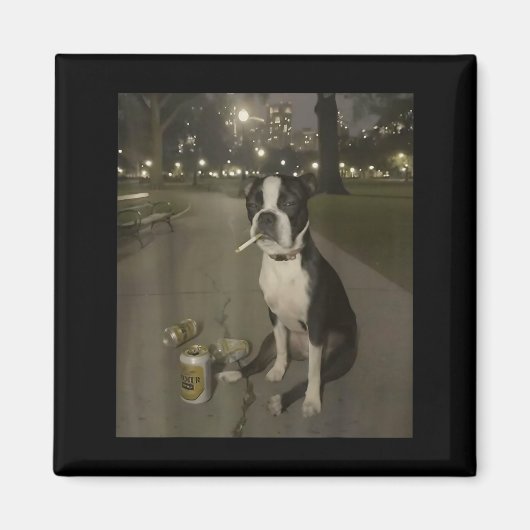 Funny Smoking Dog Meme Cigarette Gen Z Meme Dog Lo Magneet (Voorkant)