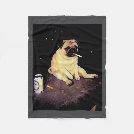 Funny Smoking Dog Pug Meme  Fleece Deken (Voorkant)