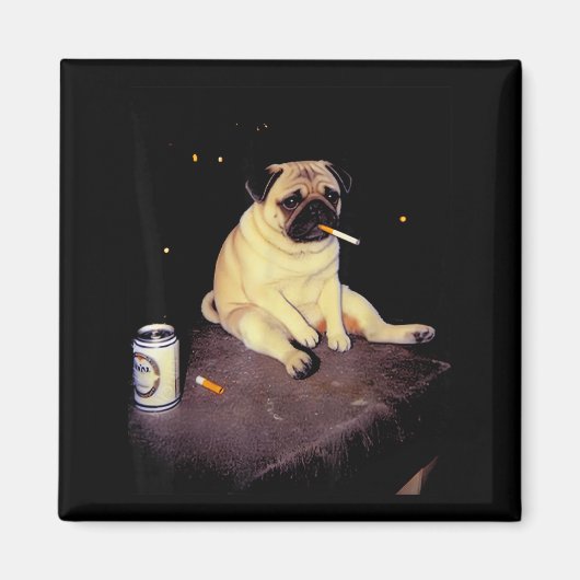 Funny Smoking Dog Pug Meme  Magneet (Voorkant)