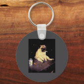 Funny Smoking Dog Pug Meme  Sleutelhanger (Voorkant)