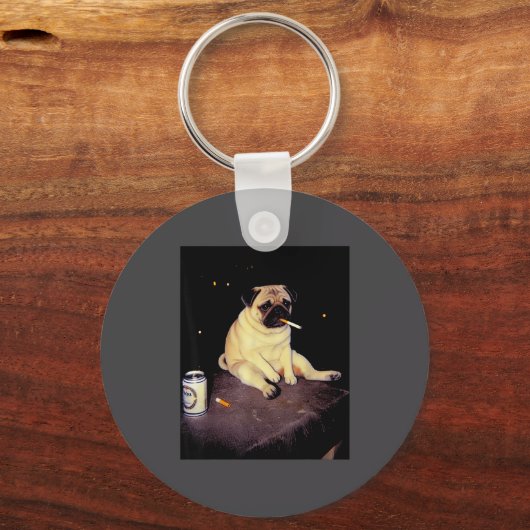 Funny Smoking Dog Pug Meme  Sleutelhanger (Voorkant)
