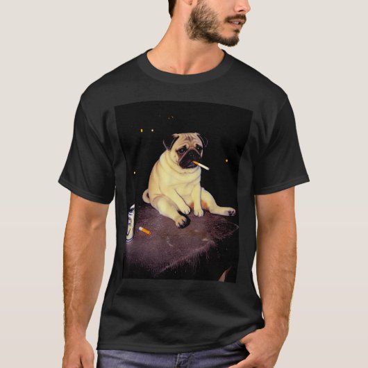 Funny Smoking Dog Pug Meme  T-shirt (Voorkant)