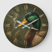 Funny Smoking Duck Hunter Cabin Grote Klok (Voorkant)