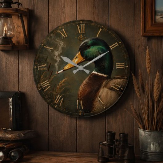 Funny Smoking Duck Hunter Cabin Grote Klok