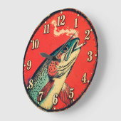 Funny Smoking Fish Fisherman  Grote Klok (Hoek)