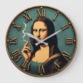 Funny Smoking Mona Lisa Grote Klok (Voorkant)