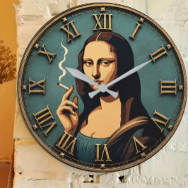 Funny Smoking Mona Lisa Grote Klok