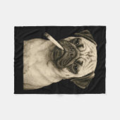 Funny Smoking Pug Dog Cigarette Gen Z Meme Graphic Fleece Deken (Voorkant (Horizontaal))