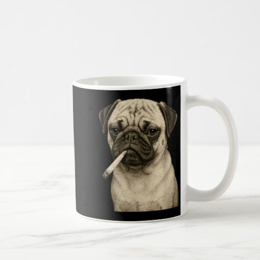 Funny Smoking Pug Dog Cigarette Gen Z Meme Graphic Koffiemok (Rechts)