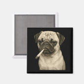 Funny Smoking Pug Dog Cigarette Gen Z Meme Graphic Magneet (Voorkant / Achterkant)