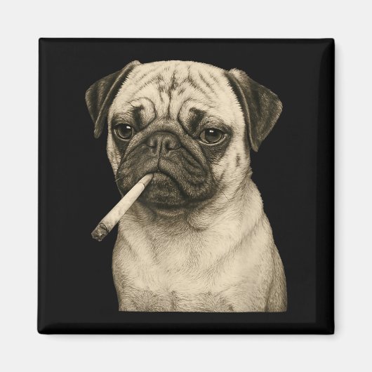 Funny Smoking Pug Dog Cigarette Gen Z Meme Graphic Magneet (Voorkant)