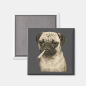 Funny Smoking Pug Dog Cigarette Gen Z Meme Graphic Magneet (Voorkant / Achterkant)